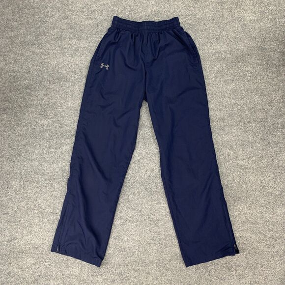 Under Armour Sweatpants Men S Small Navy Blue Zip Ankle Elastic Waist Drawstring - Picture 2 of 14